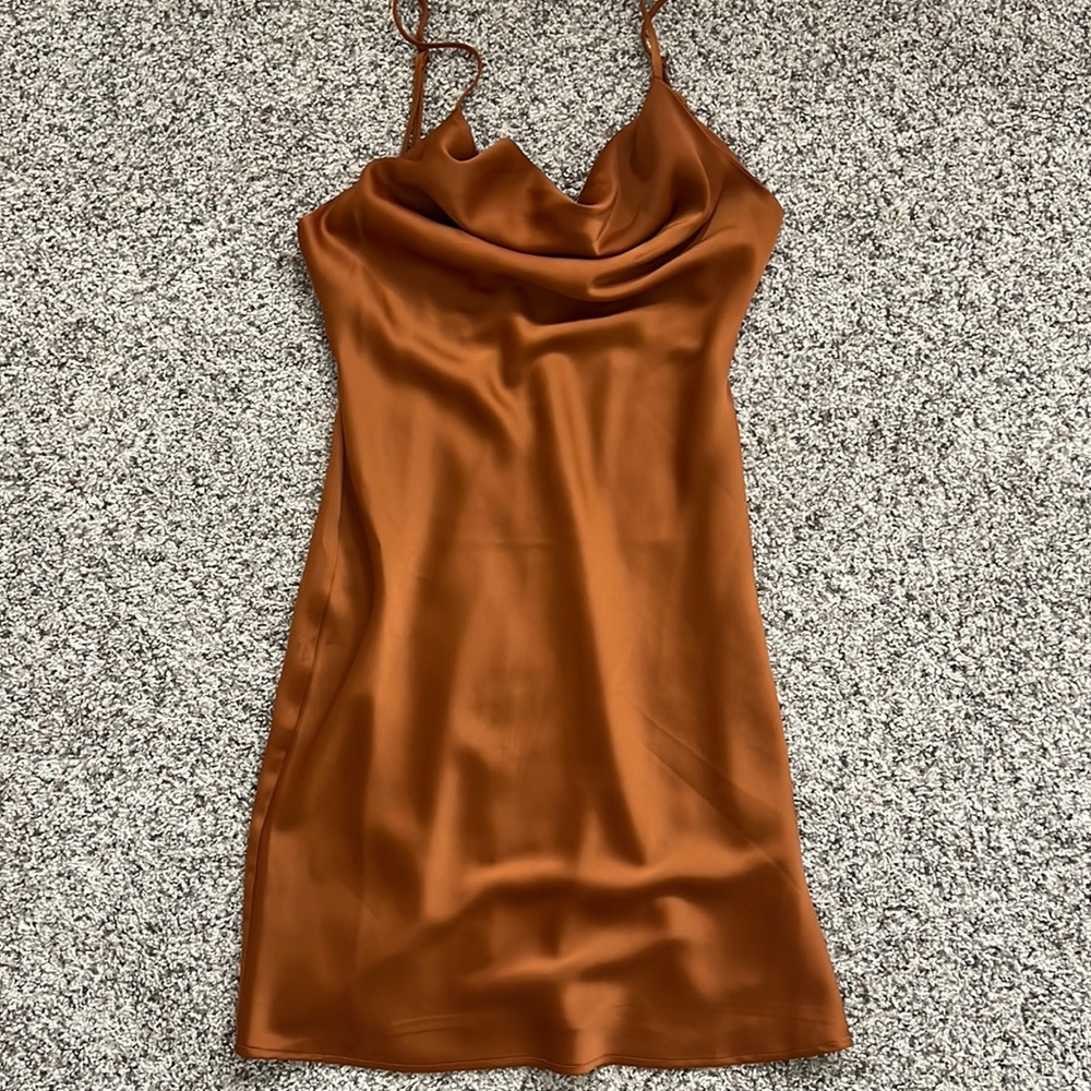 Orange silk dress - Size S